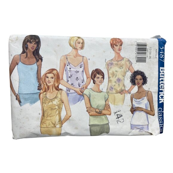 Butterick 5487 Sewing Pattern Sizes 12 14 16 Tops Sleeveless Multi Style CUT - Picture 1 of 6
